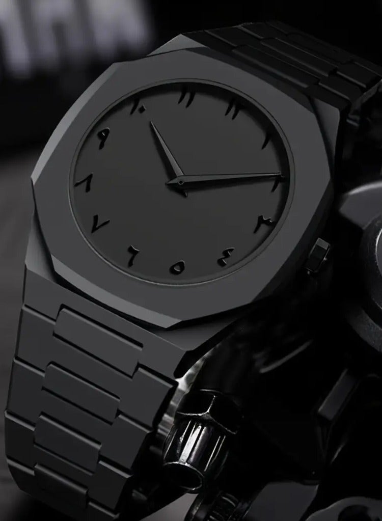 WINEX 1pc Men's Quartz Watch, Black Sporty Casual Style, Polygon Dial with Arabic Numerals, Plastic Case & Strap, Battery-Powered, Ideal for Daily Wear & Gifts, Watch for Men  - Image 1