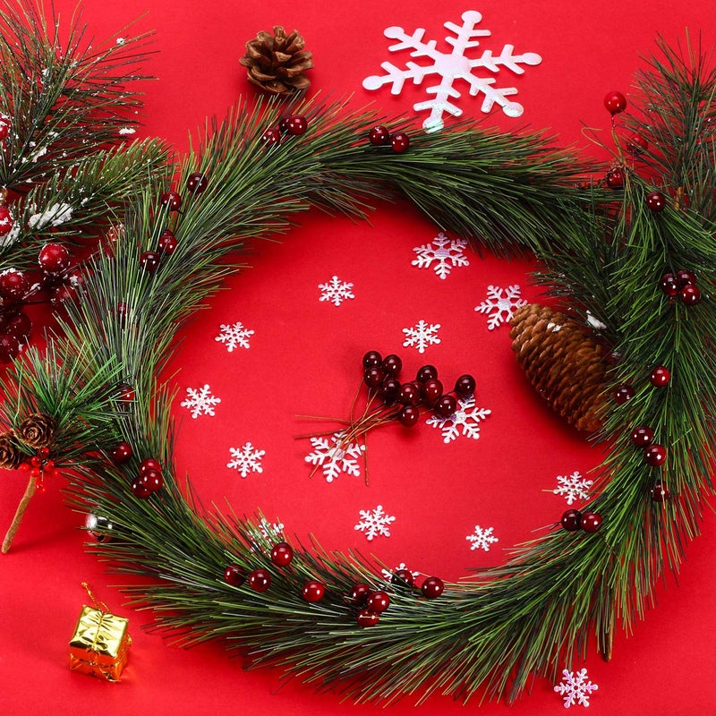 BBTO BBTO Artificial Holly Berries  100 Pieces Mini 10 mm Fake Berries Decor on Wire for Christmas Tree Decorations Flower Wreath DIY Craft Use (Dark Red)  - Image 5