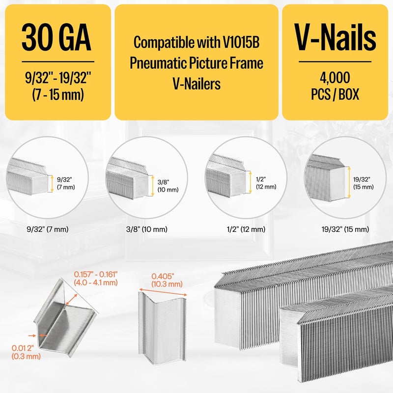 Meite V1010 Hard Wood Type 10.3mm Diameter V Nails 10mm Length 3/8-In for Picture Frame Joiner V1015B V-Nailer Joining Gun 4000 PCS/Box - Image 2