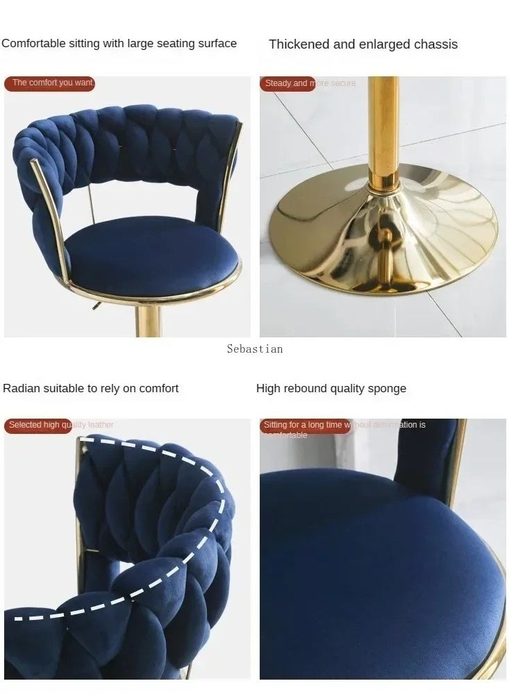 Generic SUPAAR Adjustable Height Metal Frame Cushioned Bar Stool with Emerald Velvet Seat  - Image 2
