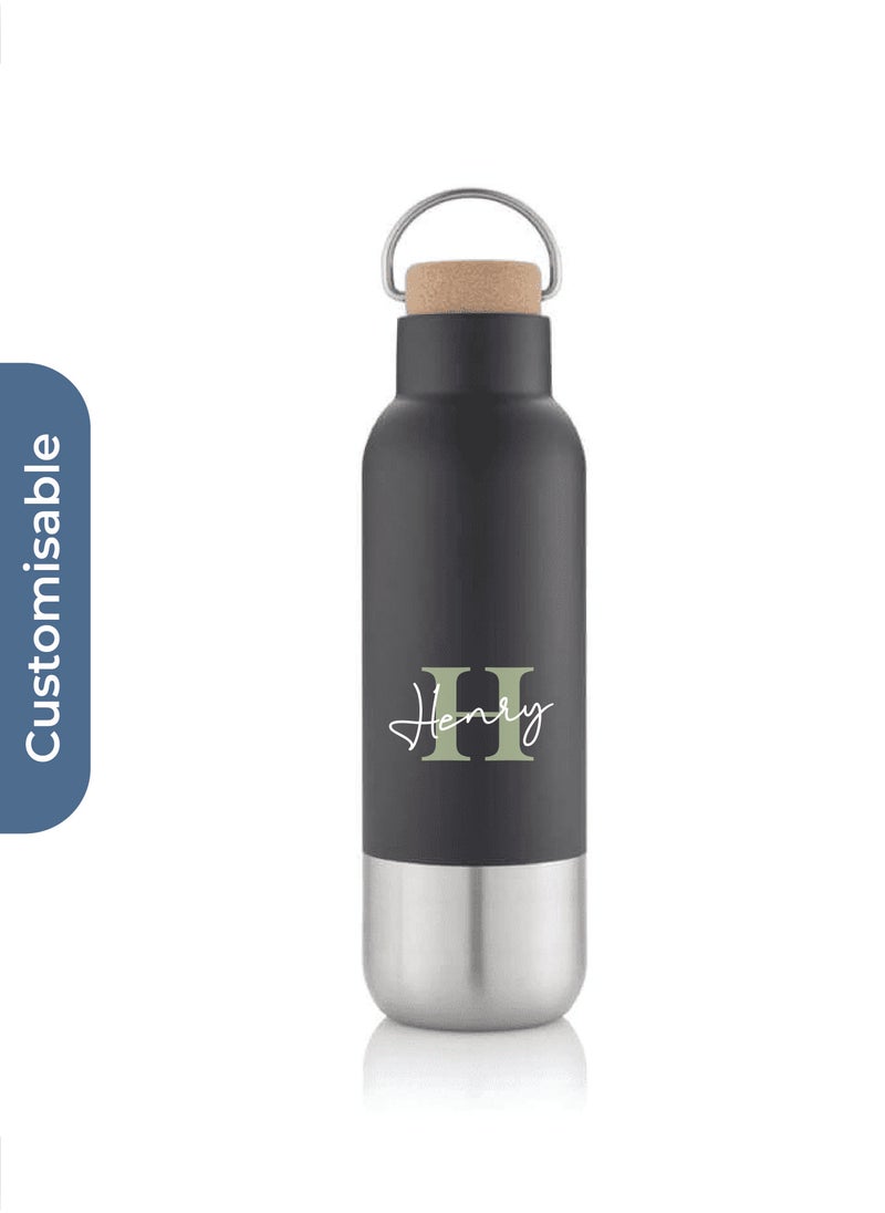 Hans Larsen Personalised AVERSA - Hans Larsen RCS Recycled Stainless Steel Insulated Water Bottle - Black  - Image 1