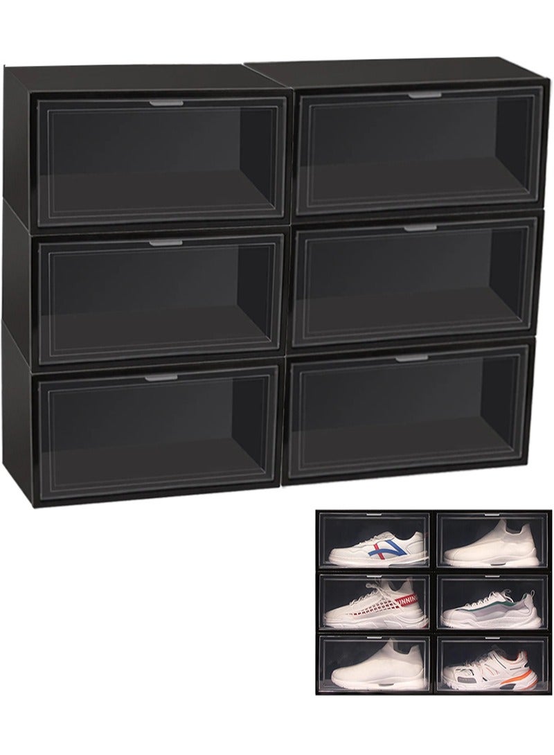 Apustim X-Large Shoe Storage Boxes Organizers Clear Plastic Stackable 6 Pack,Shoe Rack and Holder Substitute,Sneaker Containers,Toy Storage Organizer Bins for Entryway,Closet,Under Bed  - Image 1
