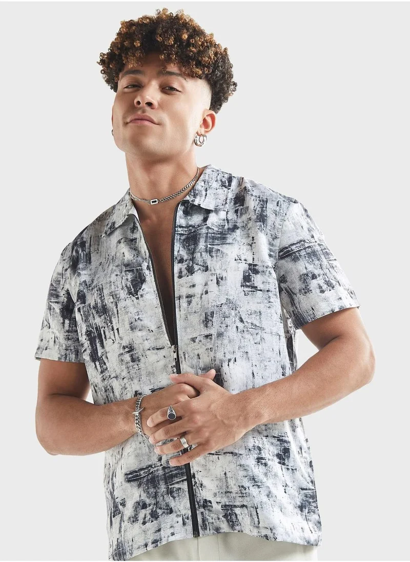 Splash FAV Zip Through Regular Fit Shirt