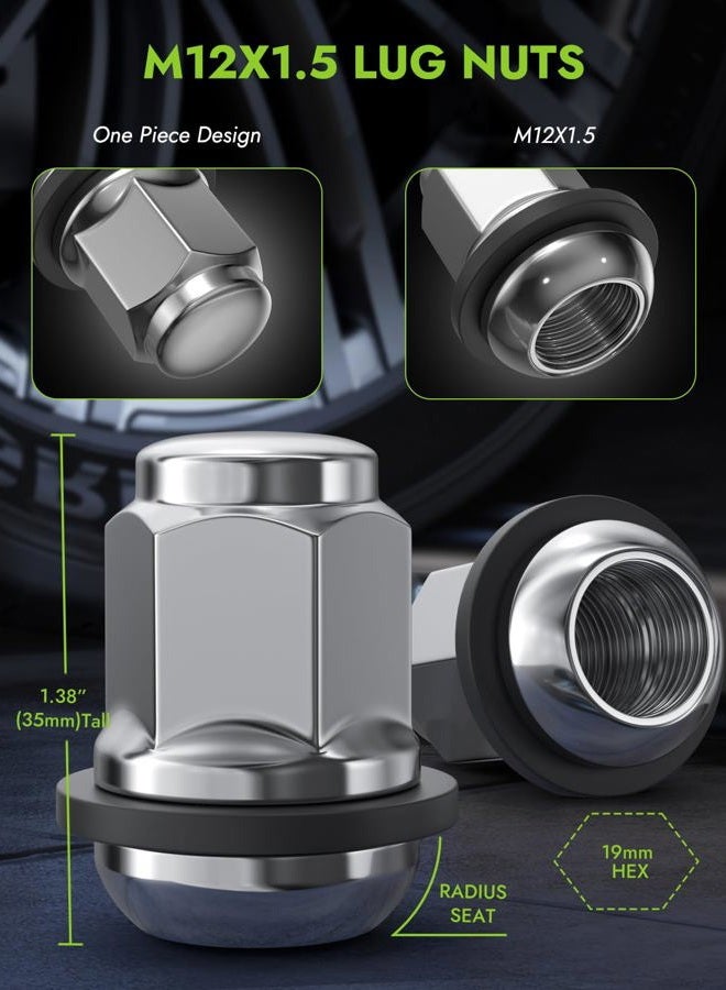 AUTOPTIM M12X1.5 OEM Lug Nuts - Replacement for Honda Accord Civic HR-V Element Acura ILX TSX Factory Style Wheel, Radius Mag Seat with Detachable Plastic Washer Tire Lug Nuts - Image 2