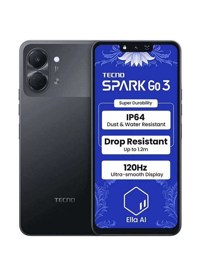 TECNO Spark Go 3 4G 64GB 4GB RAM Ink Black Dual Sim Smartphone Global Version - Image 1