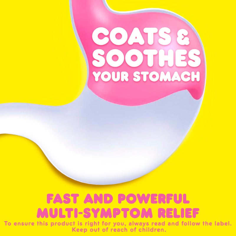 Pepto Bismol Chewable Tablets, Upset Stomach Relief, Nausea Relief, Heartburn Relief, Indigestion Relief, Anti Diarrhea Medication for Adults - 5 Symptom Relief, 90 Chewable Tablets (3x30 ct) - Image 3