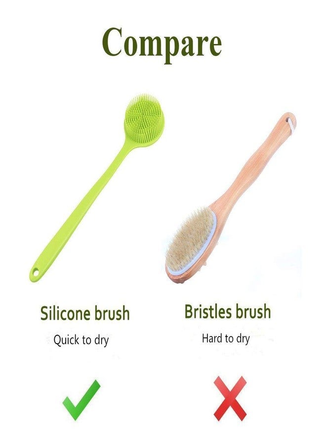 CINLITEK Long Handle Silicone Body Scrubber for Shower, Dual-Sided Back Scrubber Brush with Soft Bristles&Massage Nodes, Exfoliating Bath Brush for Hard to Reach Areas, Easy to Clean & Quick Dry, for Daily Use - Image 5