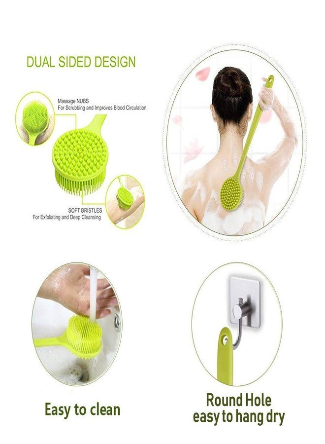 CINLITEK Long Handle Silicone Body Scrubber for Shower, Dual-Sided Back Scrubber Brush with Soft Bristles&Massage Nodes, Exfoliating Bath Brush for Hard to Reach Areas, Easy to Clean & Quick Dry, for Daily Use - Image 2