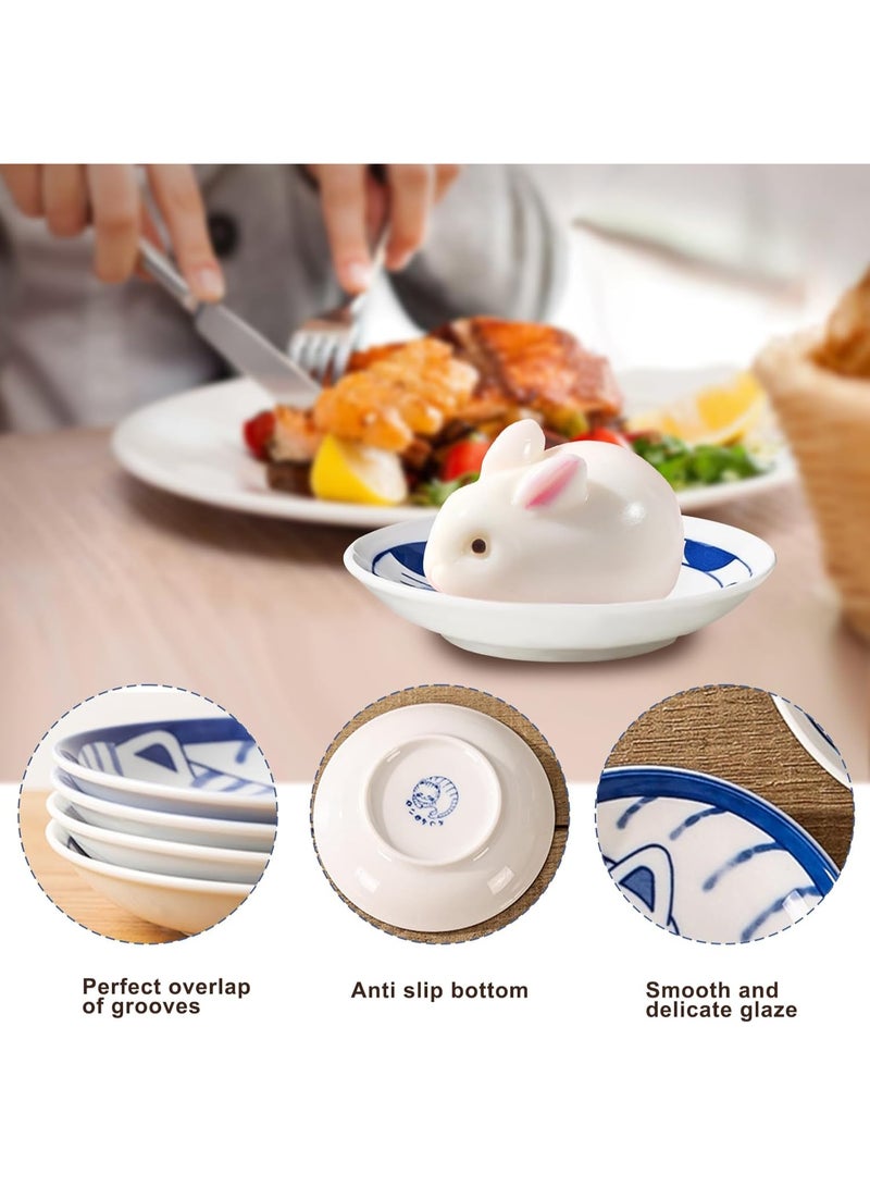 Gonice 4 Pcs 4 Inches Cute Cat Soy Sauce Dish,Ceramic Cat Bowls,Japanese Cat Plates,Dipping Bowls,Snack Dish,Small Ceramic Saucers Plates, Sushi Plate Set, Mini Bowls, Small Bowls for Sides Dish (4 Inch) - Image 3