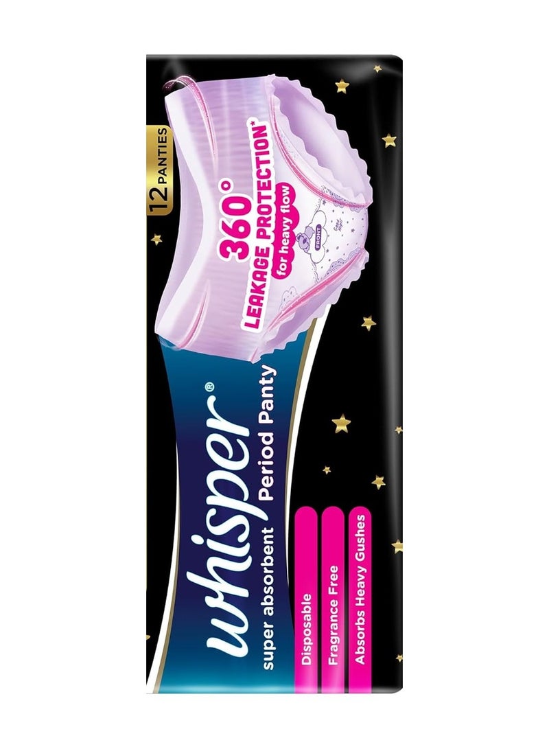 وسبير Whisper Super Absorbent Women Period Panty, 12 M-L Pants, 360 Degree Leakage Protection For Heavy Flow, Panty Like Fit For Full Back Coverage, Absorbs Heavy Gushes, Silky Soft, Comfortable Feel - Image 4