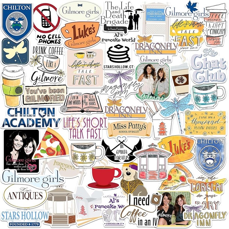 GRAPHICS & MORE Gilmore Girls 50ct Vinyl Large Deluxe Stickers Variety Pack - Laptop, Water Bottle, Scrapbooking, Tablet, Skateboard, Indoor/Outdoor - Image 1