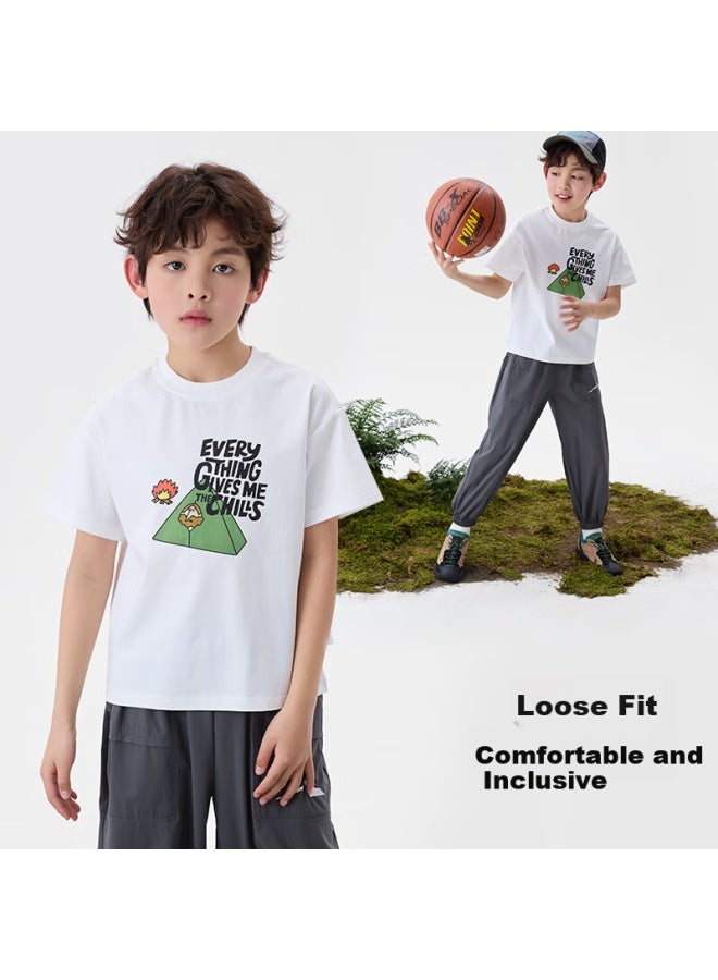 Nubiwu Boys' Short-sleeve T-shirt, Cool And Breathable, Children's Summer Wear, Casual And Stylish Thin Top For Boys, Summer Clothing For Older Childre - Image 1