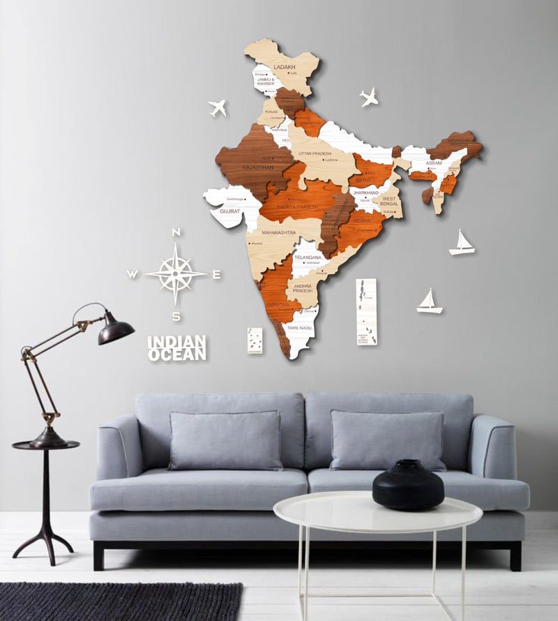 AD INFINITUM® India Map Wooden Wall Art, Multilayer Multicolor 3D Design, Decorative Wall Hanging | A great gift for travelers - Image 4