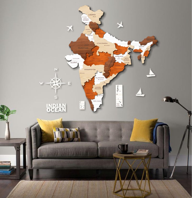 AD INFINITUM® India Map Wooden Wall Art, Multilayer Multicolor 3D Design, Decorative Wall Hanging | A great gift for travelers - Image 2
