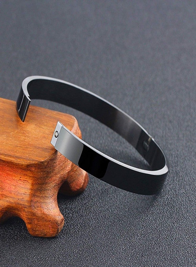 ZIVOM® Surgical Stainless Steel Matte Black Oval Macho Kada Bracelet For Men - Image 4