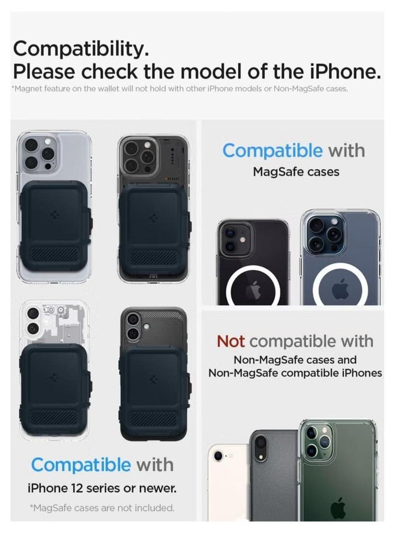 Spigen Lockfit MagFit Magnetic MagSafe Wallet Card Holder [up to 6 Cards] for iPhone 16 Pro Max / 16 Pro / 16 Plus / 16 / iPhone 15/14/13/12 series - Metal Slate - Image 2