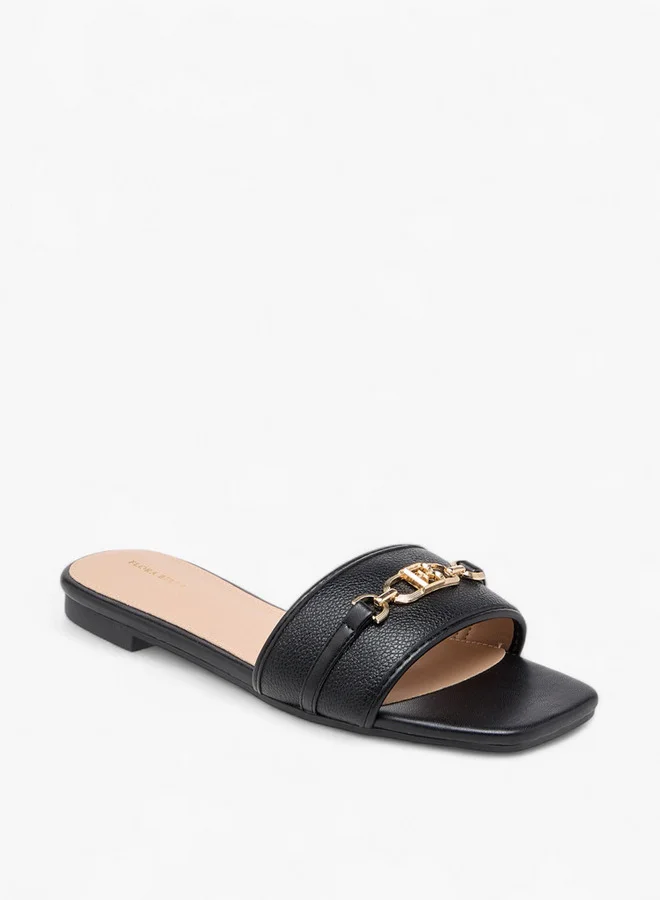Flora Bella By Shoexpress Women Metal Accent Slip-On Flat Sandals