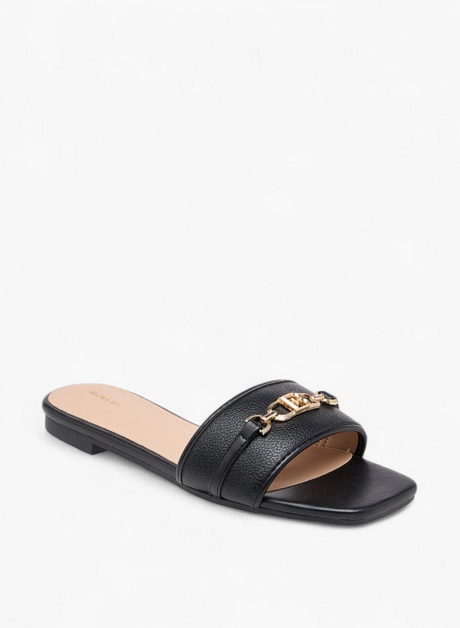 Flora Bella By Shoexpress Women Metal Accent Slip-On Flat Sandals  - Image 2