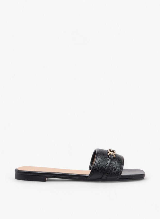 Flora Bella By Shoexpress Women Metal Accent Slip-On Flat Sandals  - Image 3