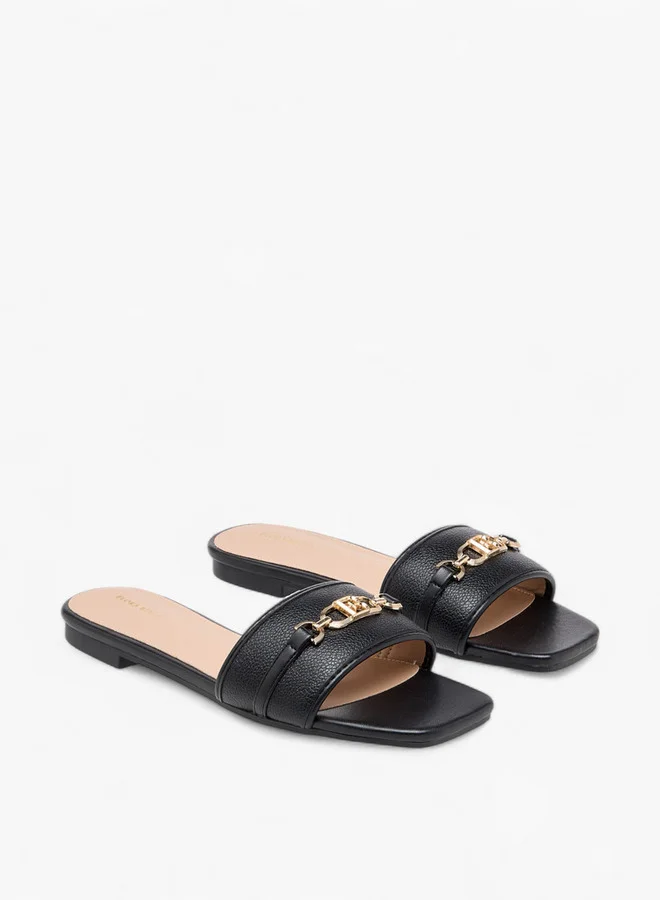 Flora Bella By Shoexpress Women Metal Accent Slip-On Flat Sandals