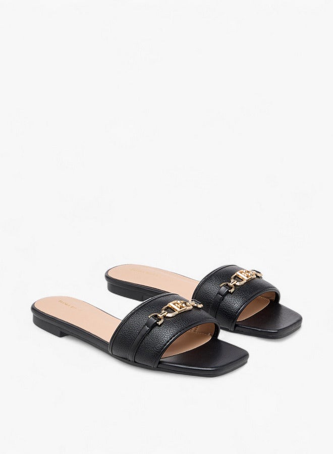 Flora Bella By Shoexpress Women Metal Accent Slip-On Flat Sandals  - Image 1