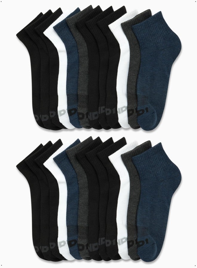 AND1 Men's Socks - Athletic Cushion Quarter Cut Socks (24 Pack), Size 6-12.5, Navy Assorted - Image 3