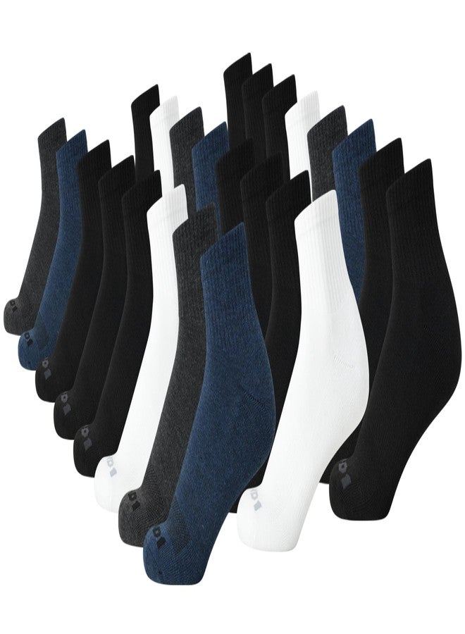 AND1 Men's Socks - Athletic Cushion Quarter Cut Socks (24 Pack), Size 6-12.5, Navy Assorted - Image 1