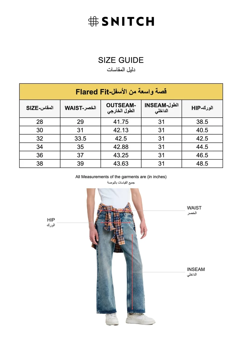 SNITCH Blue Blue Solid Flared Fit Streetwear Jeans for Men | Best Price UAE