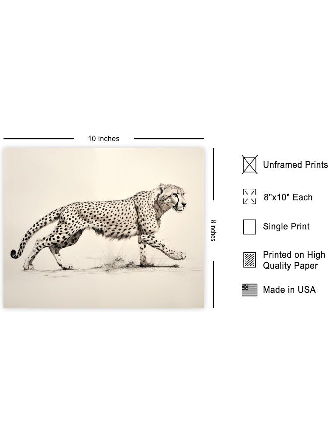 Poster Master Cheetah Poster - Striding Cheetah Print - Drawing Art - Sketch Art - Minimal Art - Gift For Men, Women & Animal Lover - Decor For Living Room, Dorm Or Kids Room - 8X10 Unframed Wall Art - Image 2