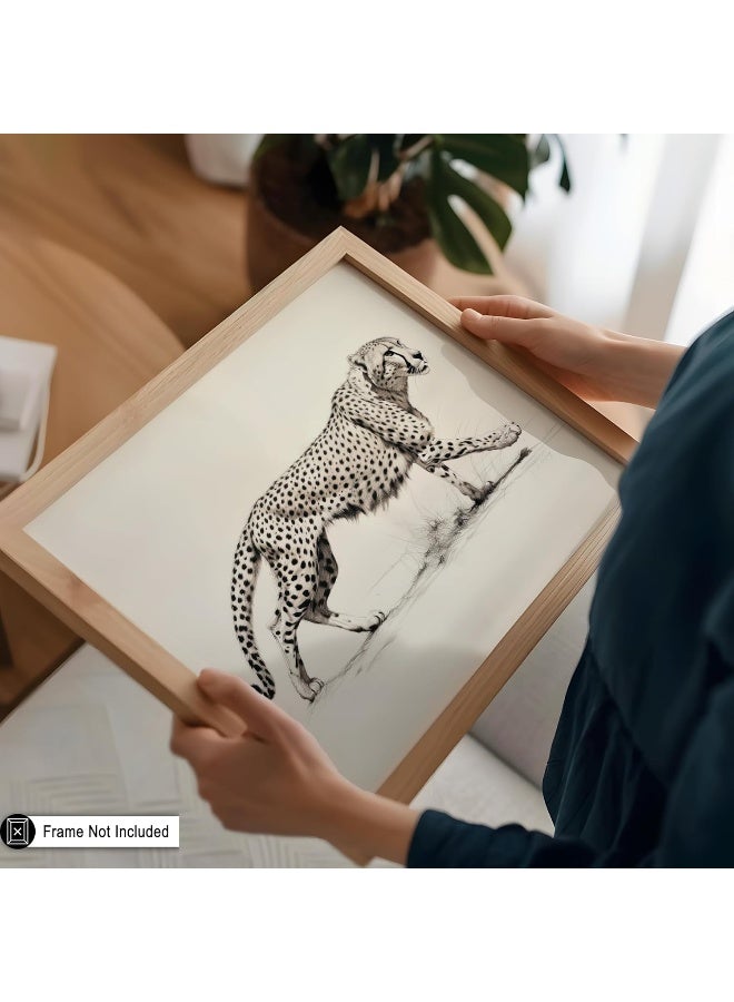 Poster Master Cheetah Poster - Striding Cheetah Print - Drawing Art - Sketch Art - Minimal Art - Gift For Men, Women & Animal Lover - Decor For Living Room, Dorm Or Kids Room - 8X10 Unframed Wall Art - Image 5