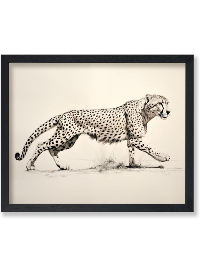Poster Master Cheetah Poster - Striding Cheetah Print - Drawing Art - Sketch Art - Minimal Art - Gift For Men, Women & Animal Lover - Decor For Living Room, Dorm Or Kids Room - 8X10 Unframed Wall Art - Image 1