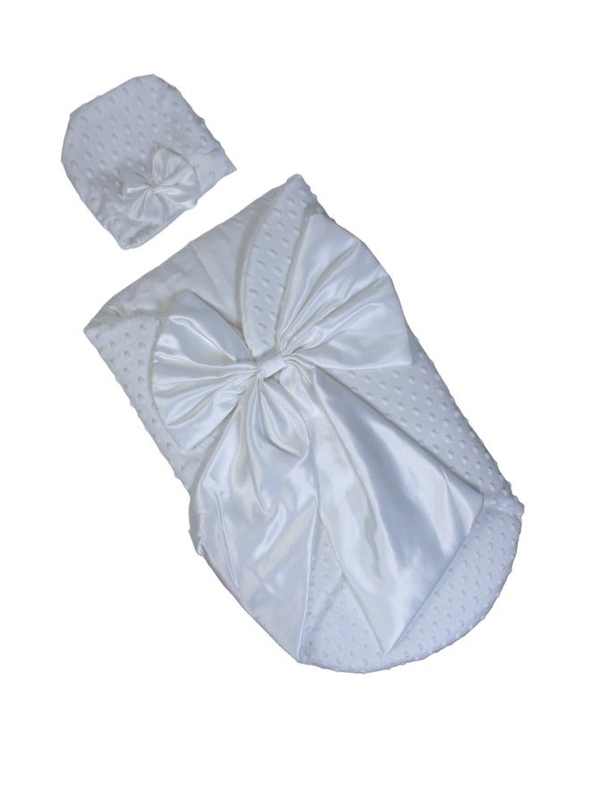 Baby Blanket Swaddle Sleeping Bag With A Bow & Cap for Newborn Easy to Carry - Image 1