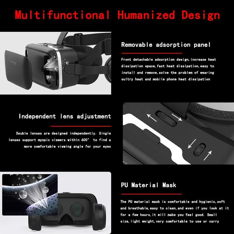 VR SHINECON نظارات الواقع الافتراضي مع جهاز تحكم عن بعد، نظارات VR ثلاثية الأبعاد عالية الدقة للواقع الافتراضي لألعاب VR والأفلام ثلاثية الأبعاد، نظارات VR متوافقة مع هواتف iPhone/Android بحجم 4.7-6 بوصة - Image 5