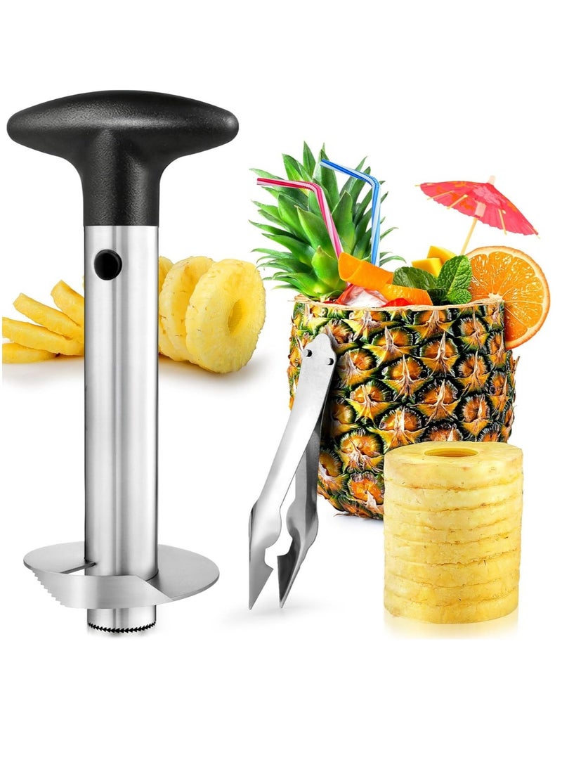 Altheqa Kitchen Pineapple Corer and Slicer Tool - Stainless Steel Pineapple Cutter for Easy Core Removal & Slicing - Super Fast Pineapple Slicer and Corer Tool Saves You Time (Black)  - Image 1