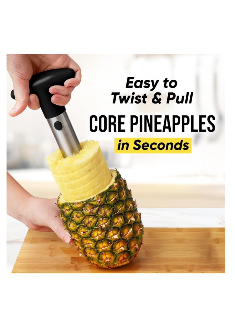 Altheqa Kitchen Pineapple Corer and Slicer Tool - Stainless Steel Pineapple Cutter for Easy Core Removal & Slicing - Super Fast Pineapple Slicer and Corer Tool Saves You Time (Black)  - Image 3