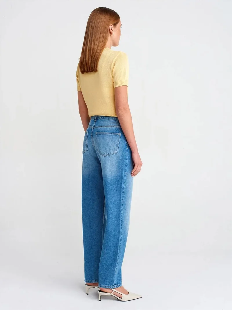 ديلفين Dilvin Women's High-Waist Wide-Leg Denim Jeans
