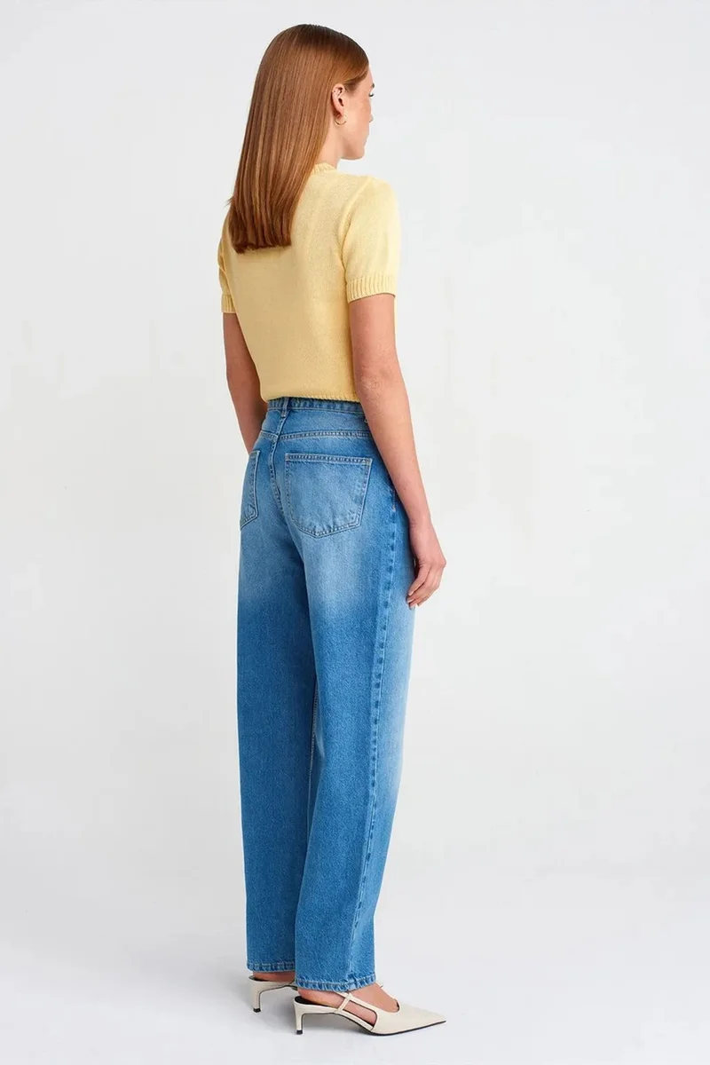 Dilvin Mid Blue Denim DILVIN Women's High-Waist Wide-Leg Denim Jeans for Women | Best Price UAE