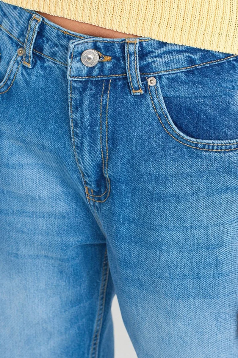 Dilvin Mid Blue Denim DILVIN Women's High-Waist Wide-Leg Denim Jeans for Women | Best Price UAE