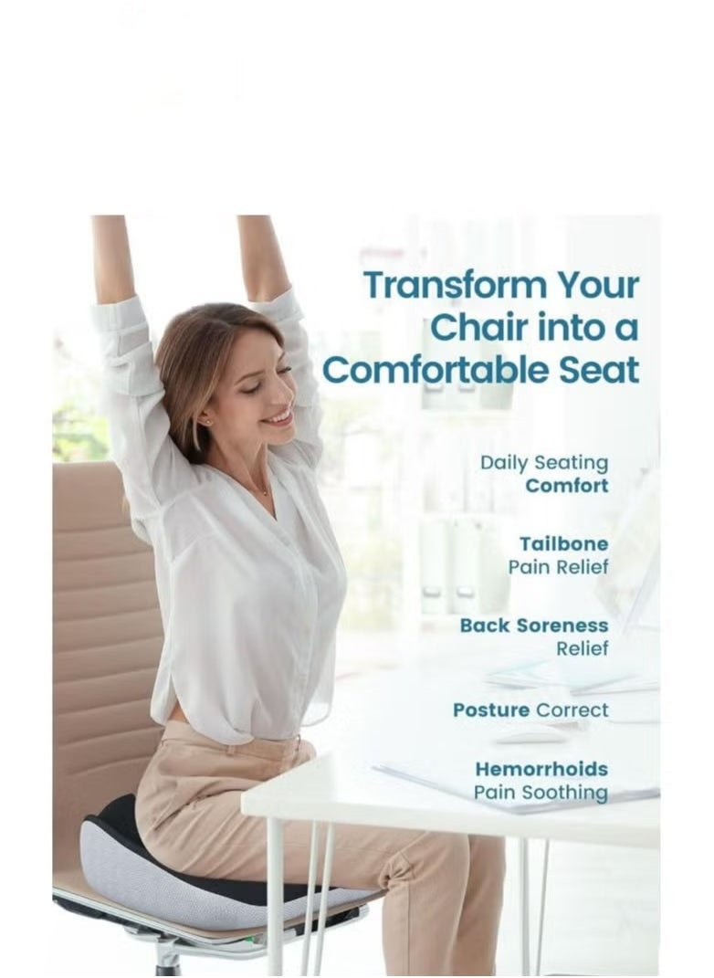 Medical Memory Foam Seat Cushion For Lower Back And Spine Support And Spine And Relieve Hemorrhoid Pain