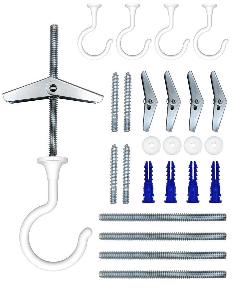 NACETURE Large Swag Hooks - Plant Hooks, Heavy Duty Ceiling Hangers, White 4 Pack - Image 1