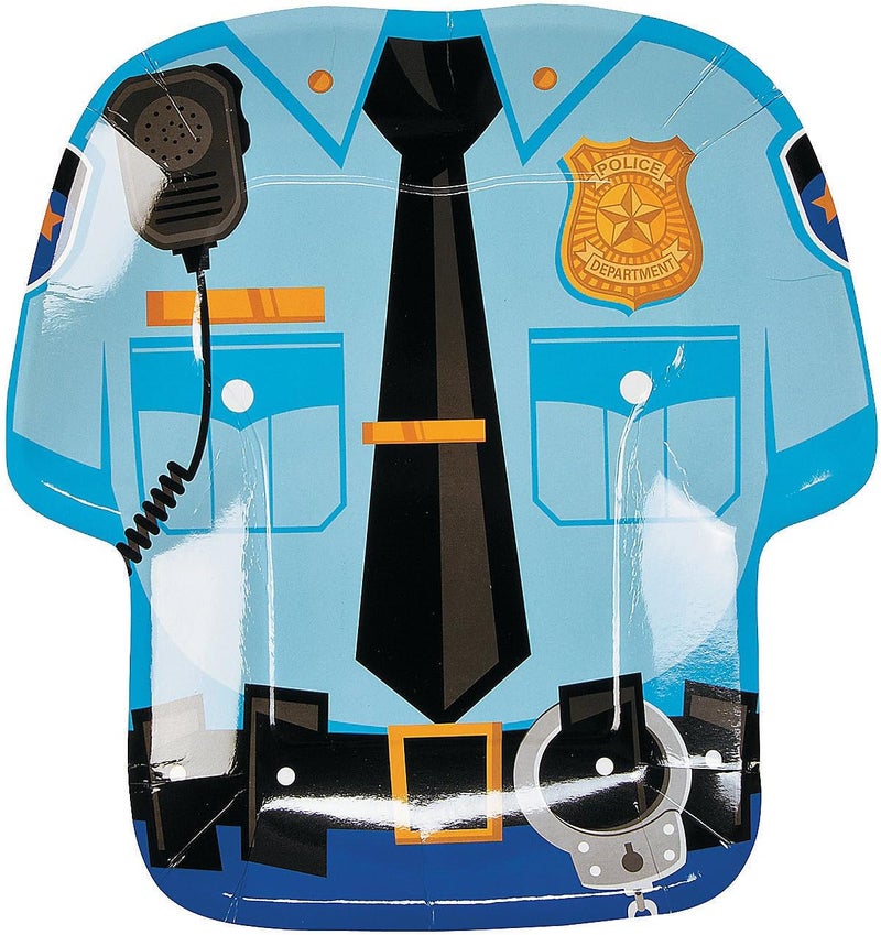 Fun Express  Police Party Shaped Dinner Plates for Birthday  Party Supplies  Print Tableware  Print Plates  Bowls  Birthday  8 Pieces - Image 1