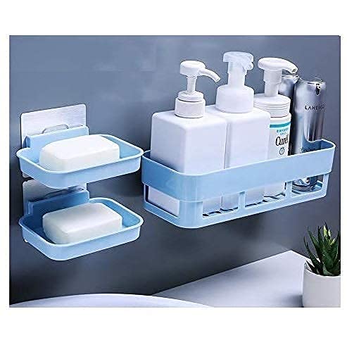 Bathroom Shelf Rack/Kitchen Shelf/Wardrobe Shelf/Perfume Rack Plastic Wall Shelf 25 x 11 x 7 (3 Bathroom Shelves + 3 soap Box Stand)  - Image 4