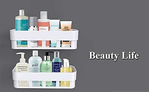 Bathroom Shelf Rack/Kitchen Shelf/Wardrobe Shelf/Perfume Rack Plastic Wall Shelf 25 x 11 x 7 (3 Bathroom Shelves + 3 soap Box Stand)  - Image 3