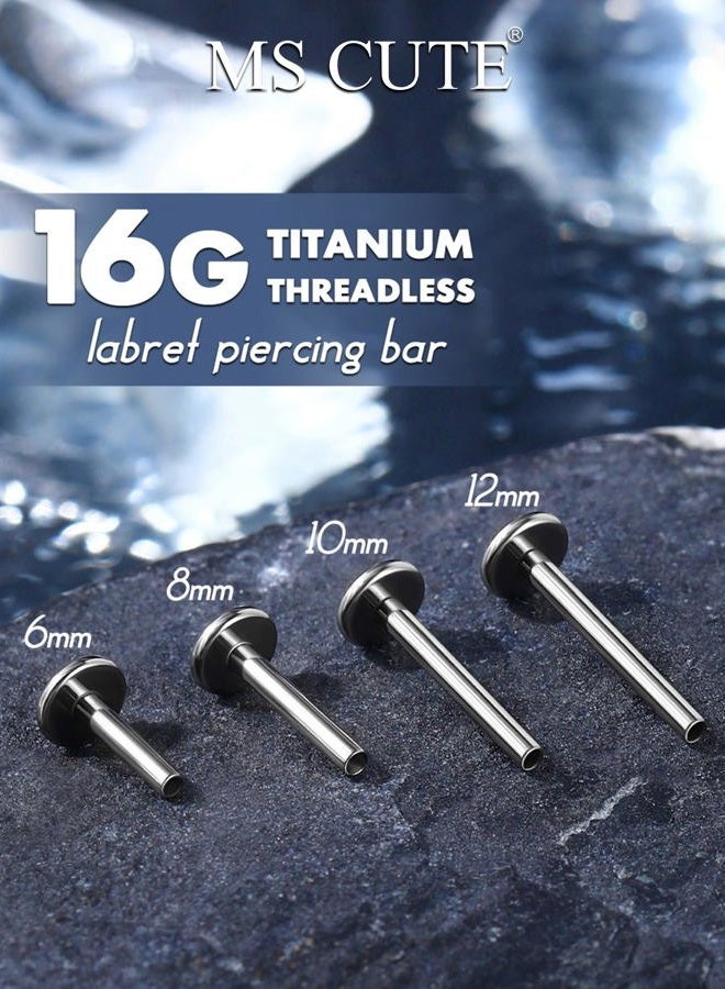 MS CUTE G23 Titanium Flat Back Post (Post Only), Threadless Push Pin & Internally Threaded, 16G/18G/20G, 4.5-14mm, Silver/Gold/Black, Round/Heart/Star/Flower Base for Nose, Helix, Tragus, 2pcs, 16g - Image 2