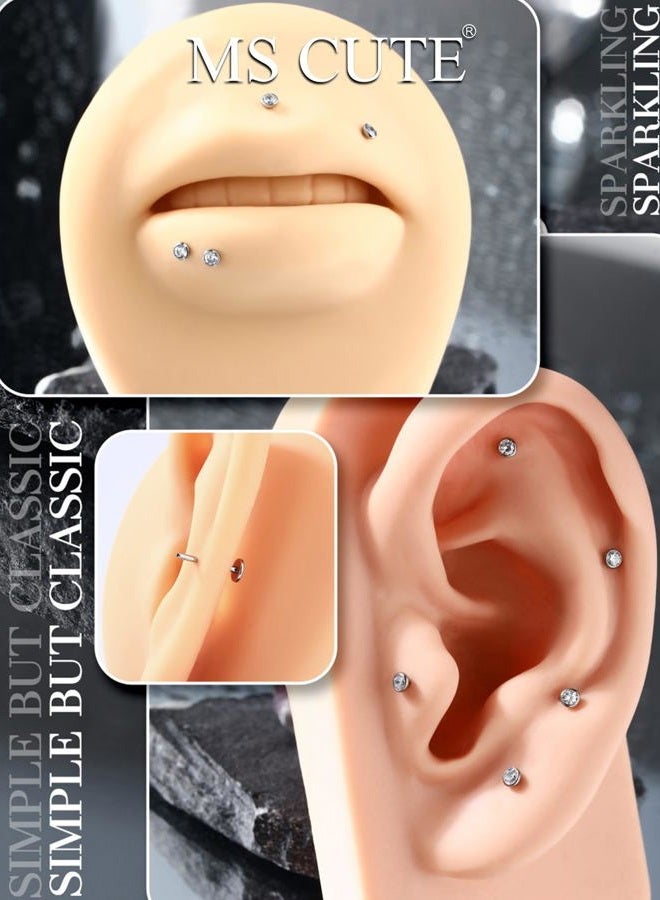 MS CUTE G23 Titanium Flat Back Post (Post Only), Threadless Push Pin & Internally Threaded, 16G/18G/20G, 4.5-14mm, Silver/Gold/Black, Round/Heart/Star/Flower Base for Nose, Helix, Tragus, 2pcs, 16g - Image 5