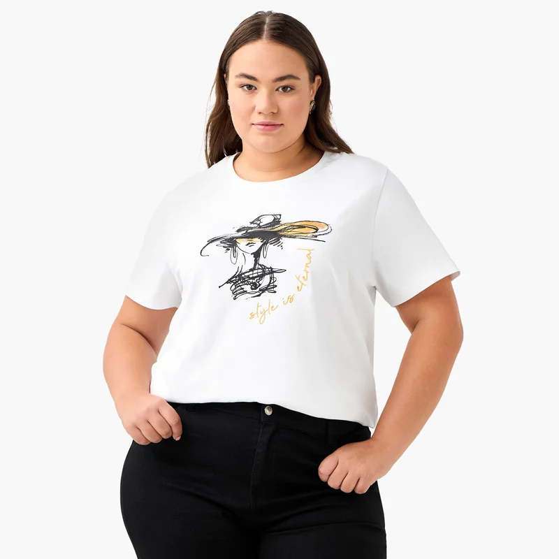  أولا بوبكن Plus Size Ulla Popken Printed T-shirt
