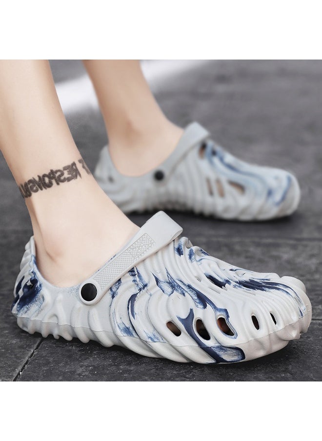 NIBEMINENT Trendy Fingerprint Slippers Thick Bottom Lightweight Beach Shoes Anti-Slip Outdoor Wear Couple Style Casual Sandals  - Image 2