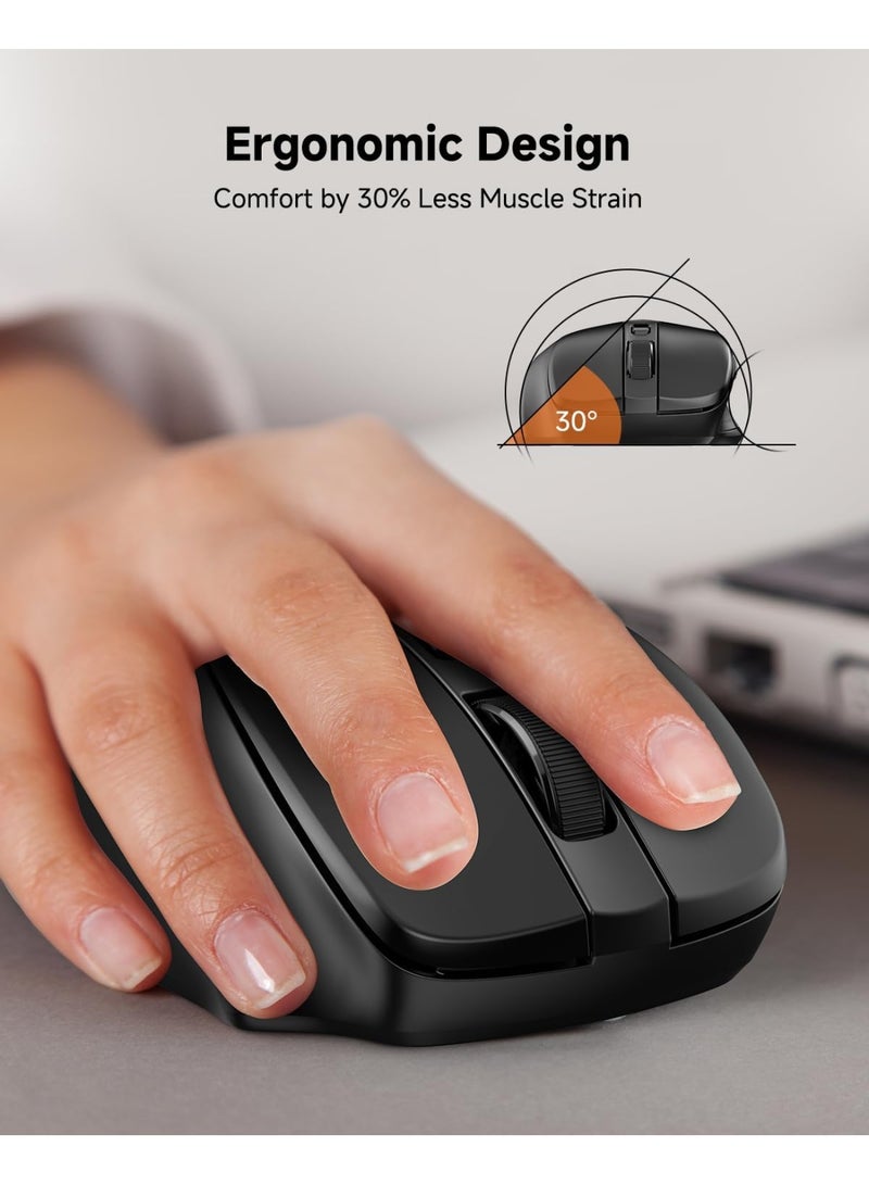 REDRAGON BM-4091-Pro Wireless Bluetooth Office Mouse BT 5.0/3.0 & 2.4GHz , Dual Mode Wireless Mouse 4000 DPI, 6 Buttons, Ergonomic Design, Long Battery Life, Portable Optical Computer Mouse for Laptop, PC, Chromebook, Windows & Mac – Black - Image 3