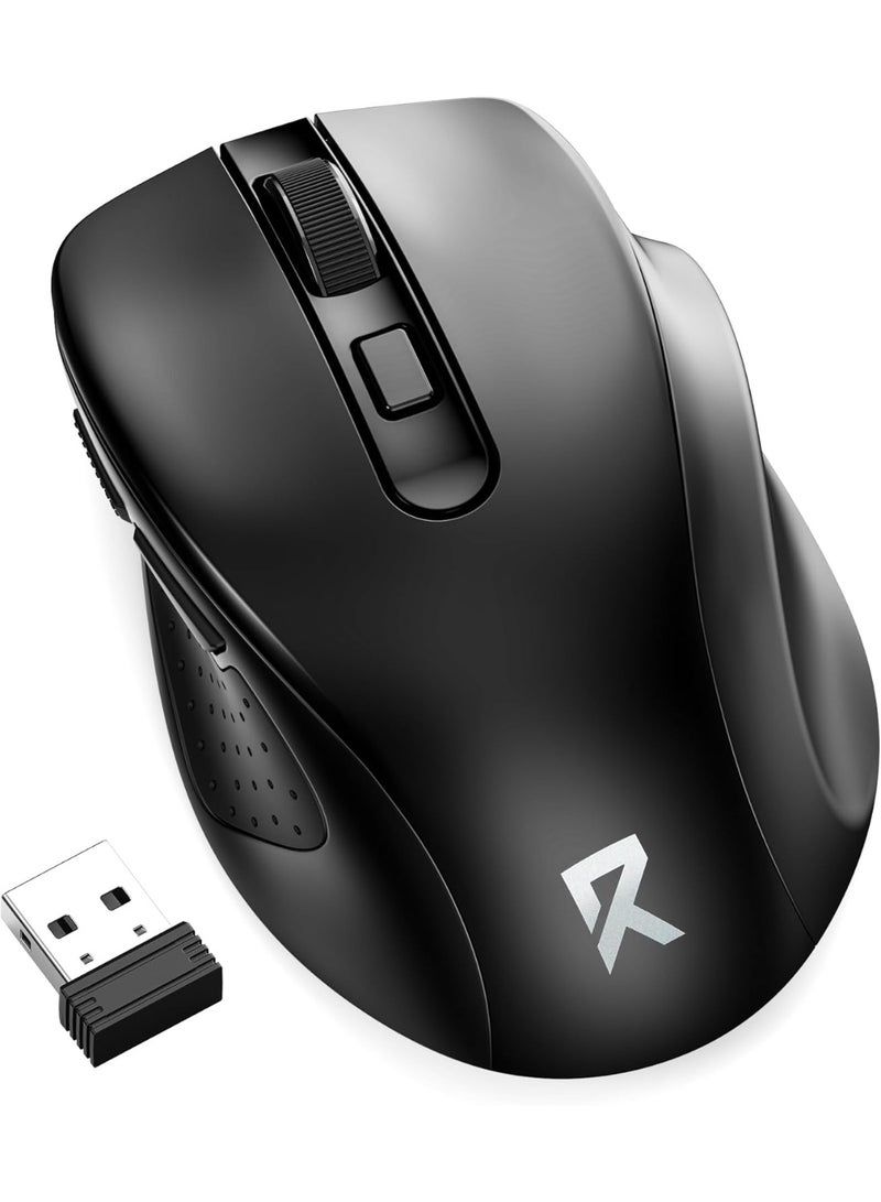 REDRAGON BM-4091-Pro Wireless Bluetooth Office Mouse BT 5.0/3.0 & 2.4GHz , Dual Mode Wireless Mouse 4000 DPI, 6 Buttons, Ergonomic Design, Long Battery Life, Portable Optical Computer Mouse for Laptop, PC, Chromebook, Windows & Mac – Black - Image 1
