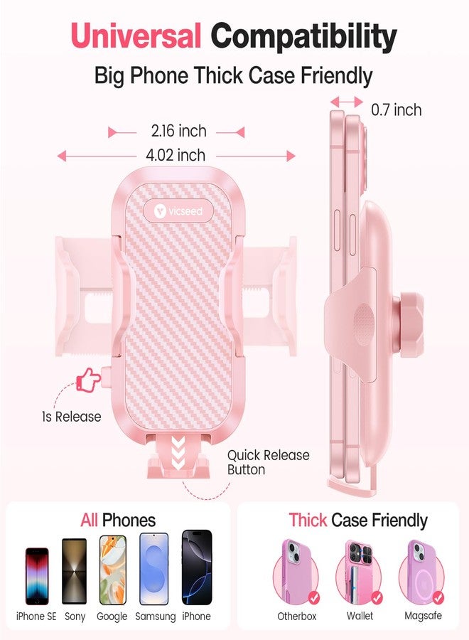 VICSEED Pink Cell Phone Holder for Car [Sturdy and Safe] Air Vent Phone Mount for Car Hands Free Easy Clamp Cradle for iPhone Samsung Android Smartphone Pink Car Accessories - Image 5